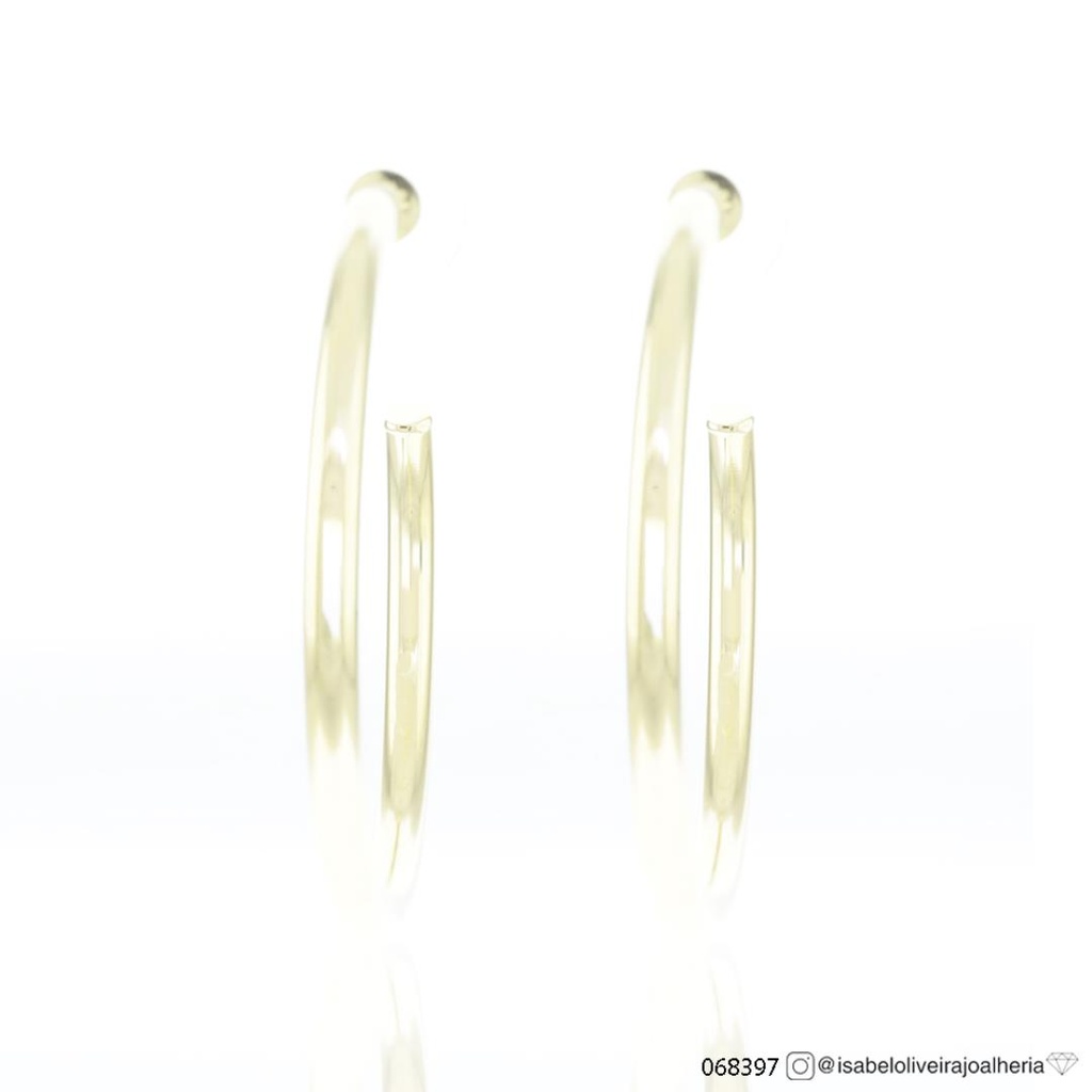 55-ARGOLA Oca Aberta Fio Redondo 3,90MM 8,25G Ouro Amarelo 18K - Coleçao Argolas Daily