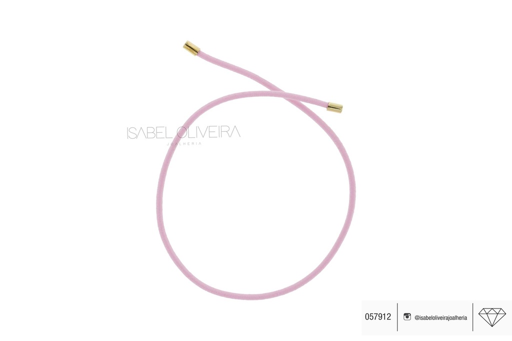 [057912] Pulseira Elastico Rosa com Ponteira Redonda 22cm 0,80g Ouro Amarelo 18k - Coleção Kids