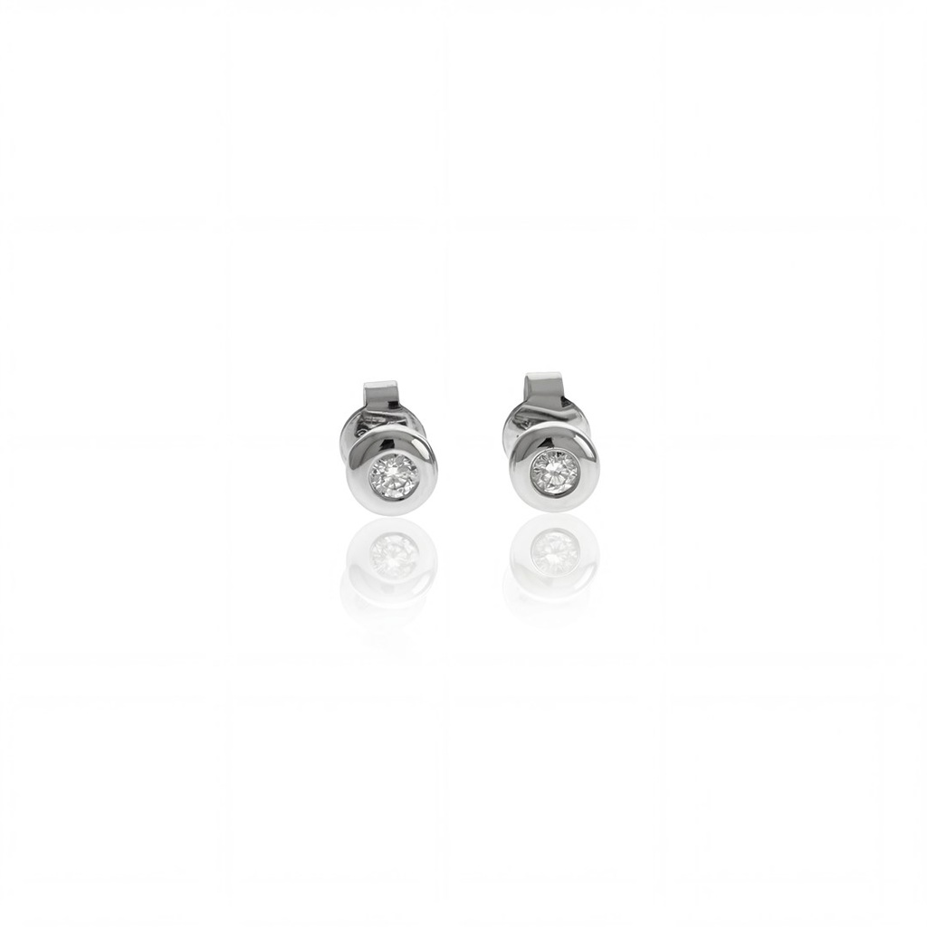 [075672] 6,5-Brinco 2 Brilhantes 0,13ct 0,94g Ouro Branco 18k - Coleção Only You