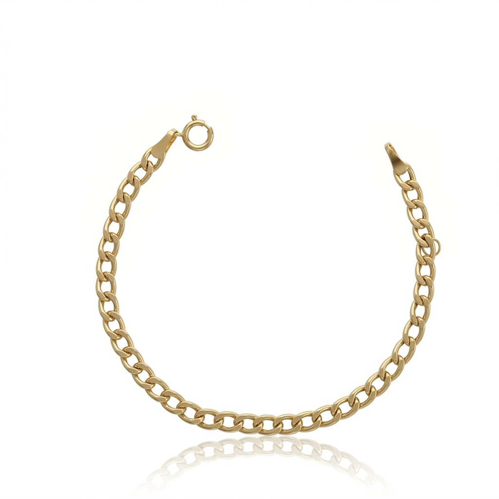 [045352] PULSEIRA ELO GROUMET INFANTIL 15CM 4MM LARGURA 1,66G OURO AMARELO 18K - COLEÇAO KIDS
