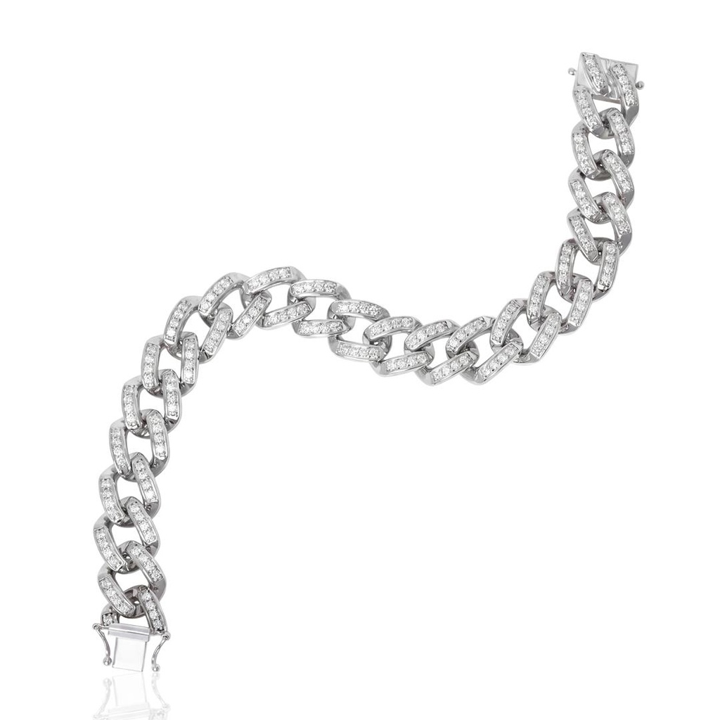 [073273] Pulseira Elos Groumet 176 Brilhantes 2,02ct g VS1 16cm 24,71g Ouro Branco 18k - Coleção Elos Power
