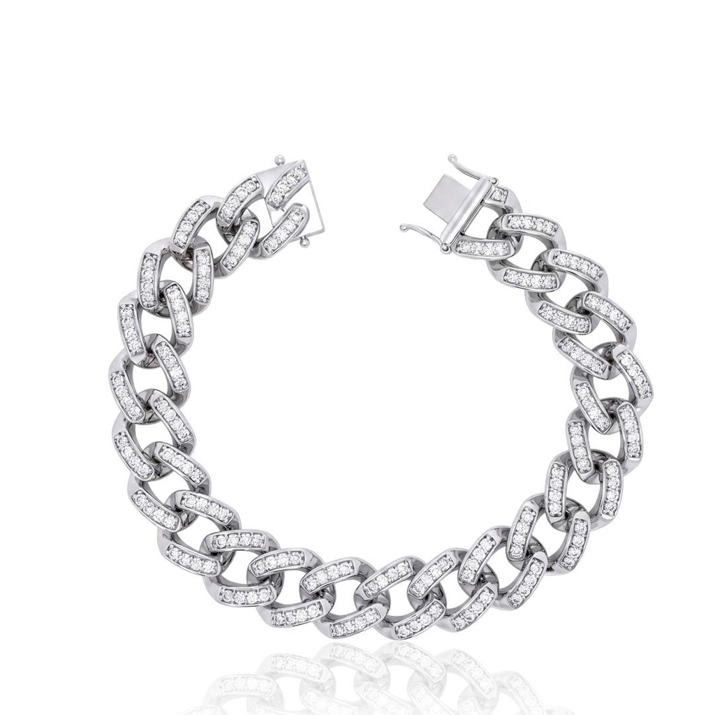 Pulseira Elos Groumet 177 Brilhantes 2,64ct H VS2 16cm 25,92g Ouro Branco 18k - Coleção Elos Power