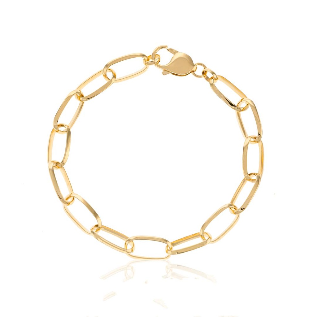 [059653] Pulseira Elos Ovais 21cm 8,20 a 8,60g Ouro Amarelo 18k - Coleção Elos Power