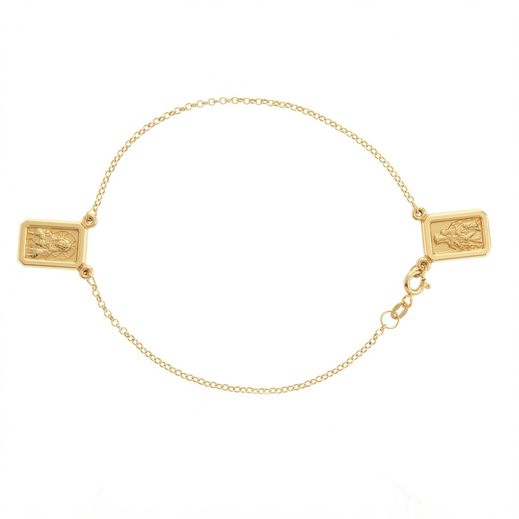 Pulseira Escapulário 8,80x13,40mm 2,70g 16cm Ouro Amarelo 18k - Coleção Fe Santos
