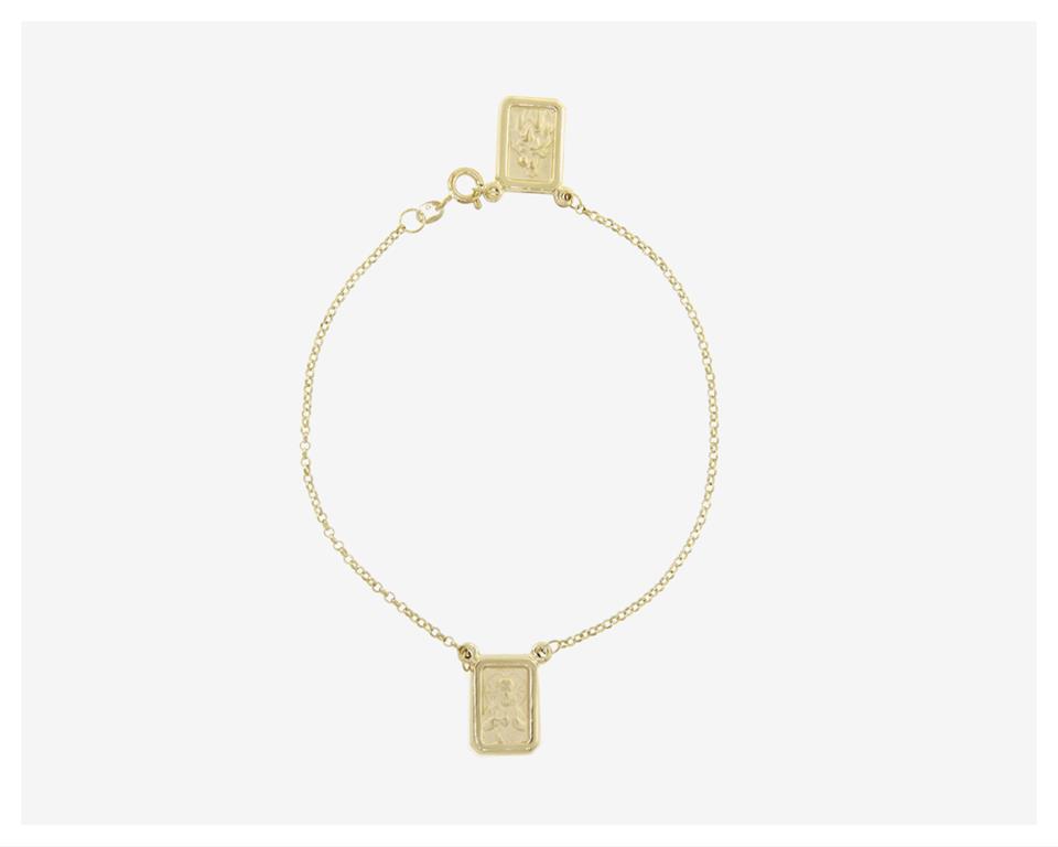 [039044] Pulseira Escapulario 8,80X13,40MM 2,70G 16CM Ouro Amarelo 18K - Coleçao Fe Santos