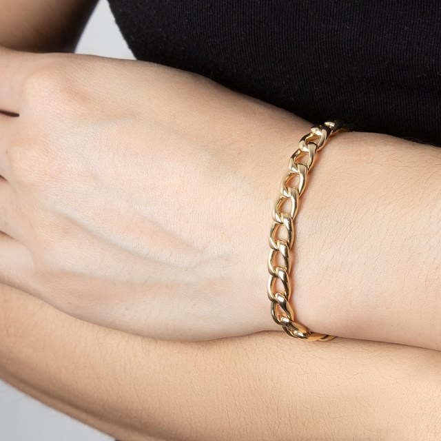 Pulseira GG Elo Groumet Oco 20CM 11,75G Ouro Amarelo 18K - Coleçao Elos Power