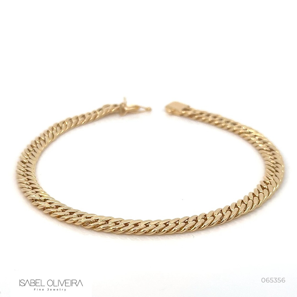 Pulseira Elo Groumet Fechada 20,5cm Ouro Amarelo 18k
