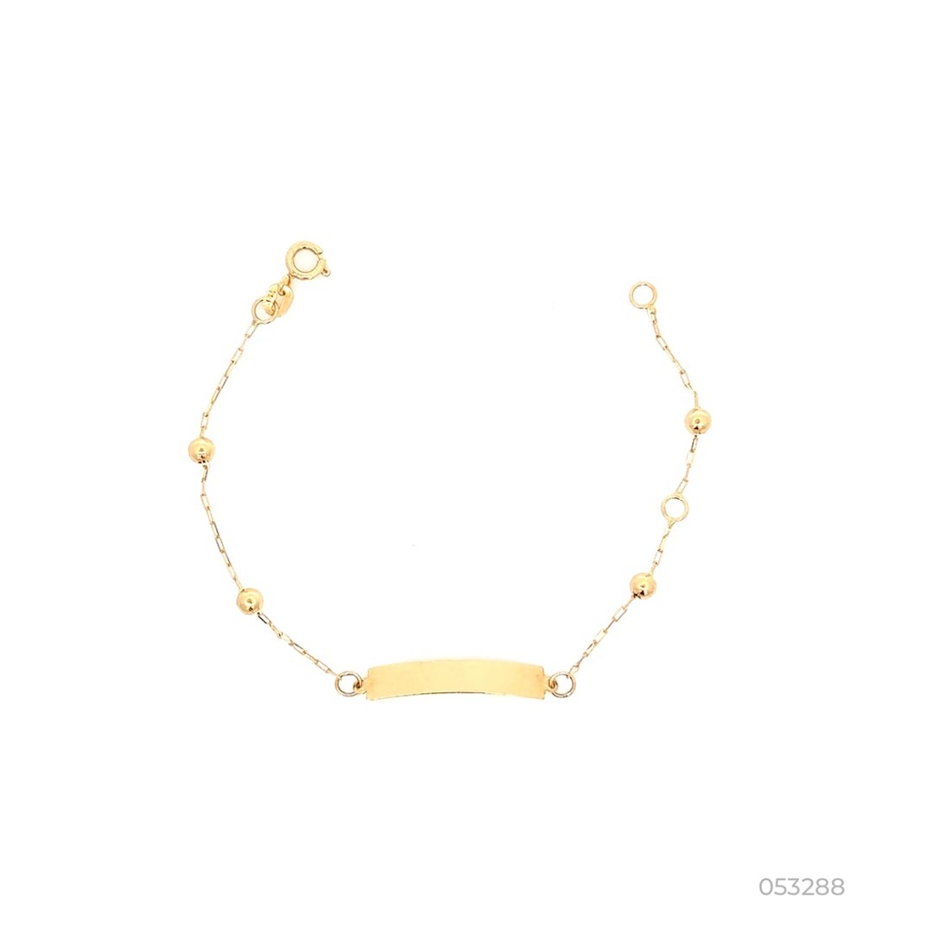 PULSEIRA INFANTIL CHAPA 4 BOLINHAS 14CM 1,05G OURO AMARELO 18K - COLEÇAO KIDS