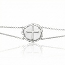 Pulseira Medalha Oração Canção Nova 22mm Diâmetro 5,0g Ouro Branco 18k - Coleção Fe Santos