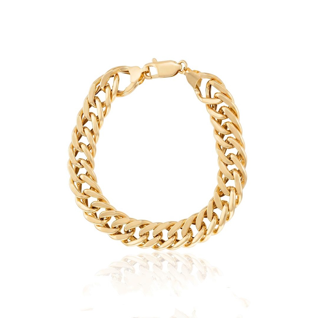 [068445] Pulseira Oca Elos Groumet 19cm 12,16g Ouro Amarelo 18k - Coleção Minimalista