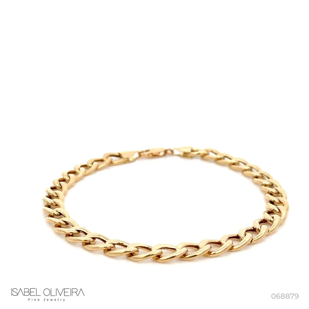 [068879] Pulseira Elo Groumet 21cm Ouro Amarelo 18k