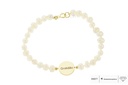 Pulseira Pérola com Placa Gratidão 17,5cm 6,30g Ouro Amarelo 18k - Coleção Over The Moon