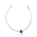 Pulseira Riviera 1 Rubi Gota 1,01ct 48 Brilhantes 0,49ct 18cm 4,18g Ouro Branco 18k - Coleção Rivieras