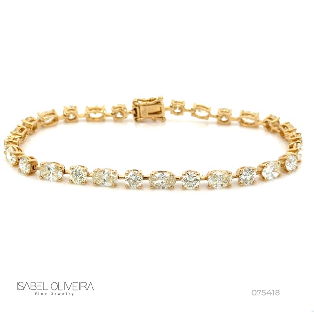 Pulseira Riviera 14 Diamantes Fancy Ovais 4,19ct 14 Brilhantes 3,31ct 17cm 8,42g Ouro Amarelo 18k - Coleção Rivieras