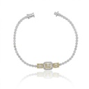 PULSEIRA RIVIERA 15 DIAMANTES BAGUETES 0,51CT 84 BRILHANTES 1,57CT 16,50CM 5,45G OURO BRANCO E AMARELO 18K - COLEÇAO RIVIERAS