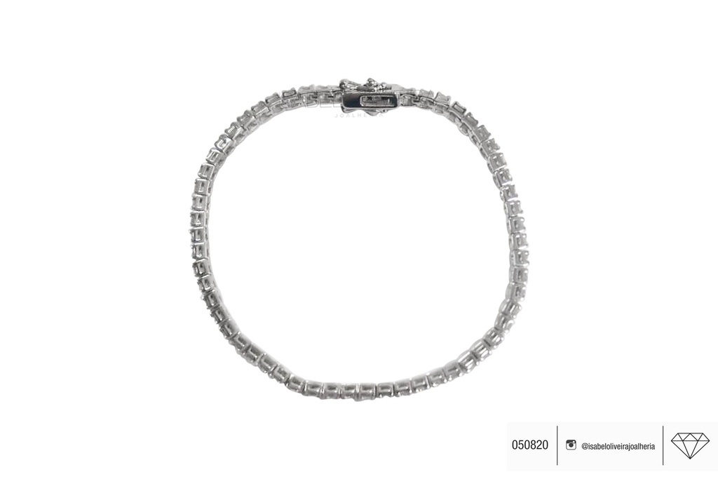 [050820] Pulseira Riviera 5pts 58 Brilhantes 2,32ct 11,80g Ouro Branco 18k - Coleção Rivieras