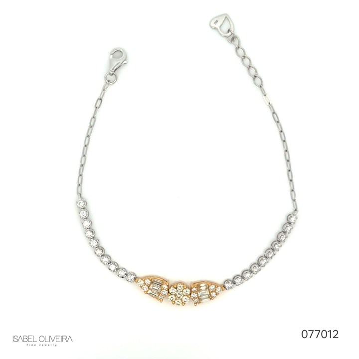 [077012] Pulseira Riviera 6 Diamantes Baguetes 0,33ct 39 Brilhantes 1,03ct 18,50cm 3,76g Ouro Branco e Amarelo 18k - Coleção Rivieras