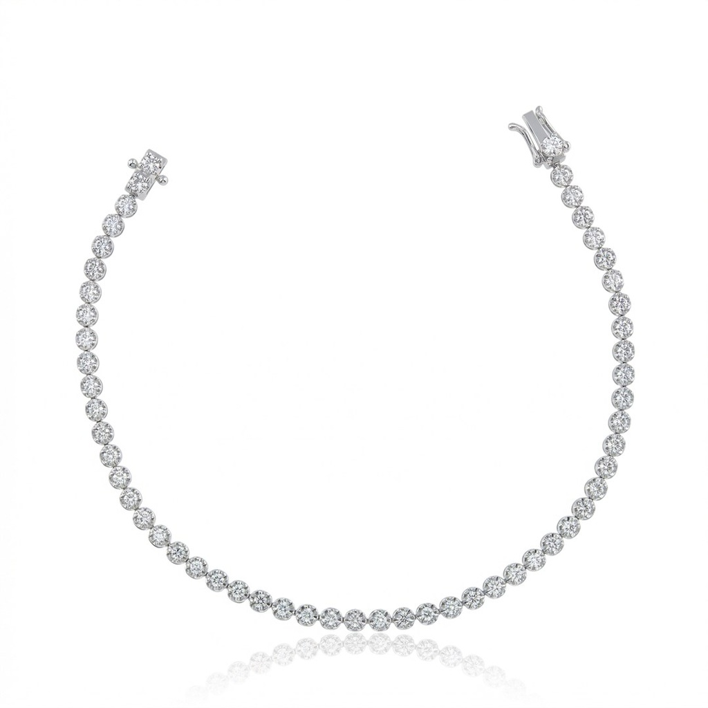 [077009] 1,8-Pulseira Riviera 53 Brilhantes 0,98ct 17cm 4,71g Ouro Branco 18k - Coleção Rivieras