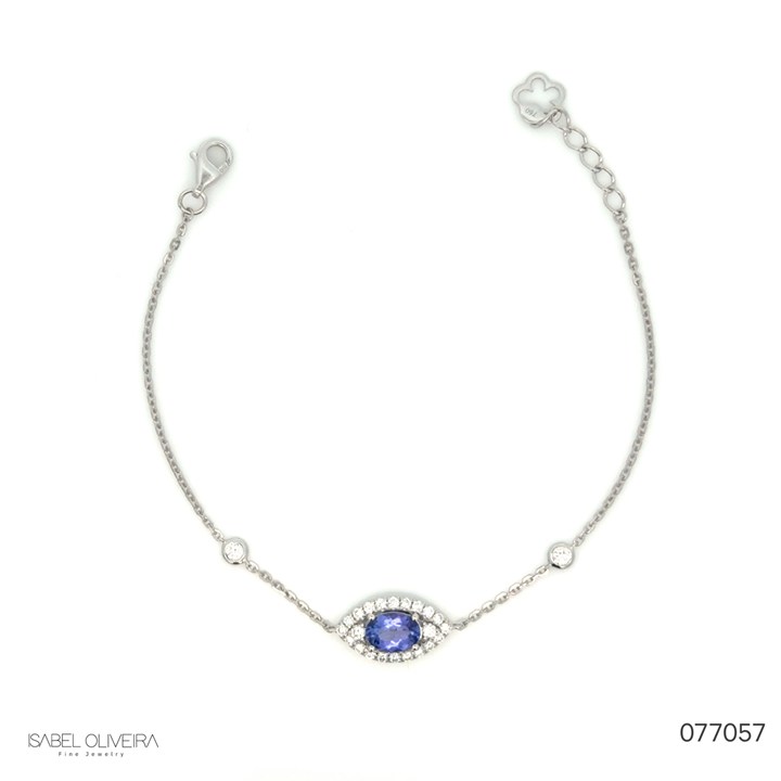 [077057] Pulseira Tanzanita 0,72ct 24 Brilhantes 0,37ct 17,50cm 2,42g Ouro Branco 18k - Coleção Thalassa