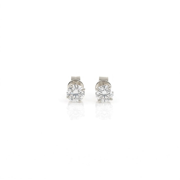 [060173] 60-Brinco Solitário 2 Brilhantes 1,23ct H VS1/VVS2 2,30g Ouro Branco 18k - EGL 1601143016/1700382223 - Coleção Only You