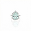 Anel 1 Turmalina Paraíba Gota 10,63ct com Diamantes em Ouro Branco 18k