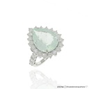 SET1 - Anel Classico I Turmalina Paraiba Gota 10,63CT 25 Brilhantes 2,16CT G VS1 8,50G Ouro Branco 18K - Certificado Jane PJG664-23 - Coleçao Caribbean Blue