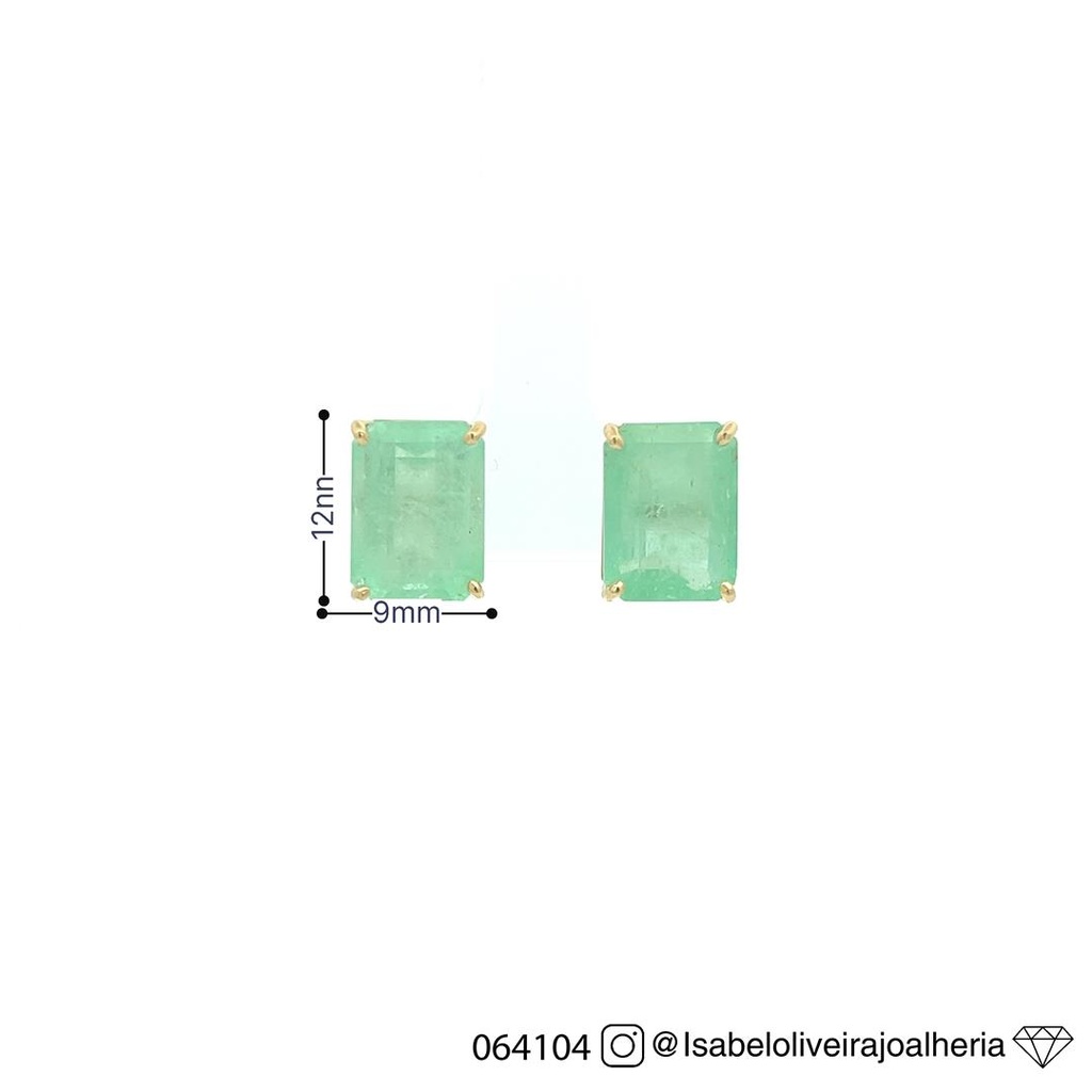 [064104] Brinco 2 Esmeraldas Colombianas Octogonal 11,07ct em Ouro Amarelo 18k