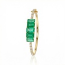 SET2-BRACELETE 5 ESMERALDAS COLOMBIANAS OCTOGONAL 10,01CT 20 BRILHANTES 1,08CT H/I VS1 20,50G OURO AMARELO 18K - COLEÇAO COLOMBIA EMERALD
