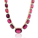 Colar 17 Rubelitas Ovais 55,33ct com Diamantes em Ouro Amarelo 18k