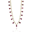 Colar 17 Rubelitas Gotas 6,49ct com Diamantes em Ouro Amarelo 18k