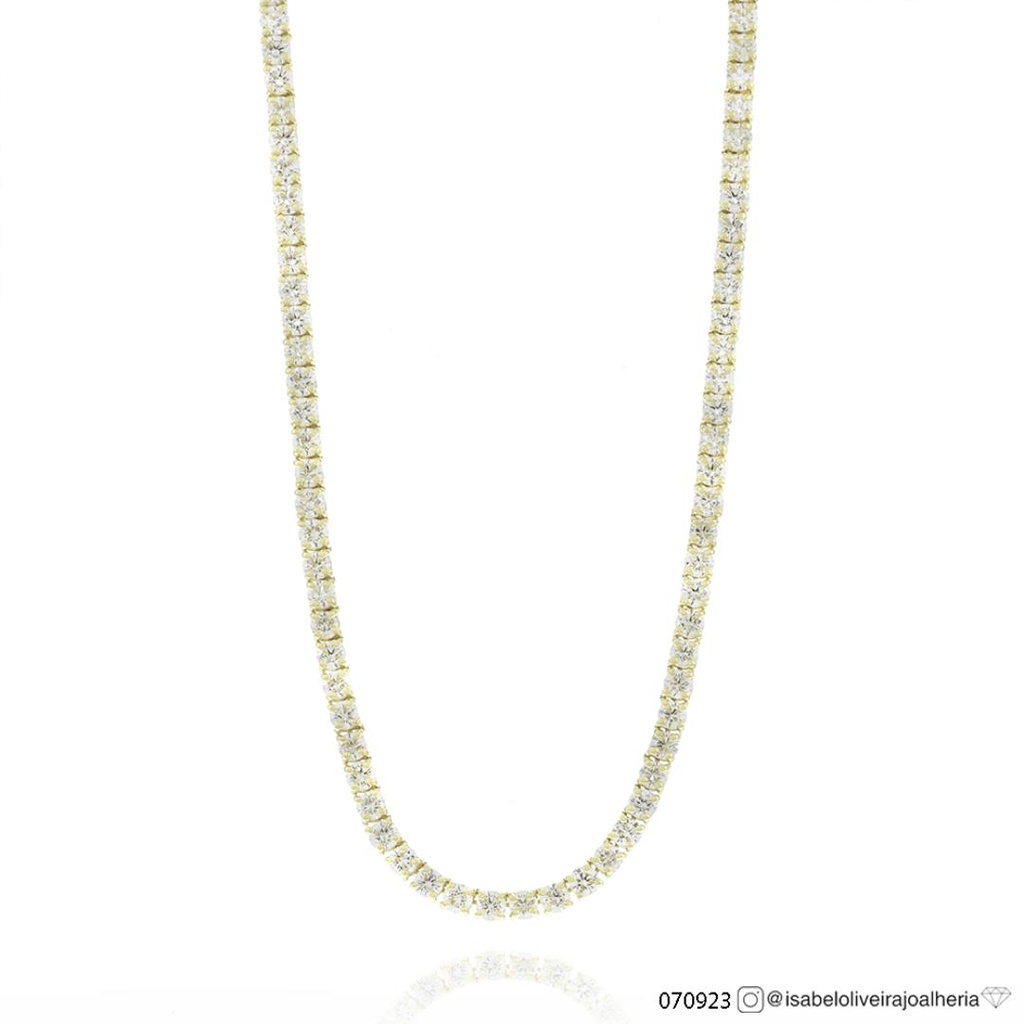 7-Colar Riviera 104 Brilhantes 7,93ct g VS1 com Extensor Bolinha 40cm 20,78g Ouro Amarelo 18k - Coleção Rivieras