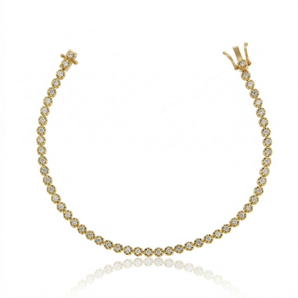 1,8-Pulseira Riviera 53 Brilhantes 0,98ct 17cm 4,77g Ouro Amarelo 18k - Coleção Rivieras