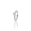 70-ANEL SOLITARIO 1 BRILHANTE 0,70CT G VS2 12 BRILHANTES 0,50CT H VS2 3,10G OURO BRANCO 18K - EGL 1701776231 - COLEÇAO ONLY YOU