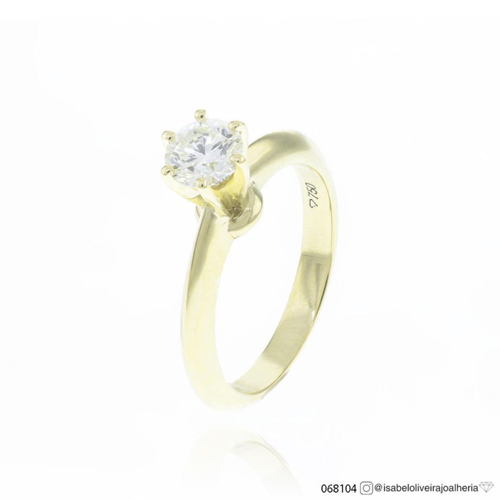 [068104] 70-Anel Solitário Brilhante 0,73ct H VVS2 4,43g Ouro Amarelo 18k - Certificado EGL1701263929