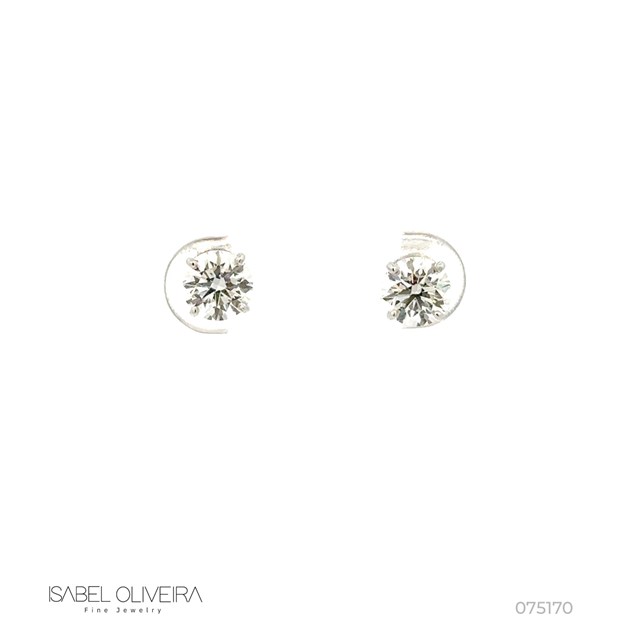 70-BRINCO Solitario 2 Brilhantes 1,40CT 1,70G G VS2 Ouro Branco 18K - Egl 1701783734/1701776534 - Coleçao Only You
