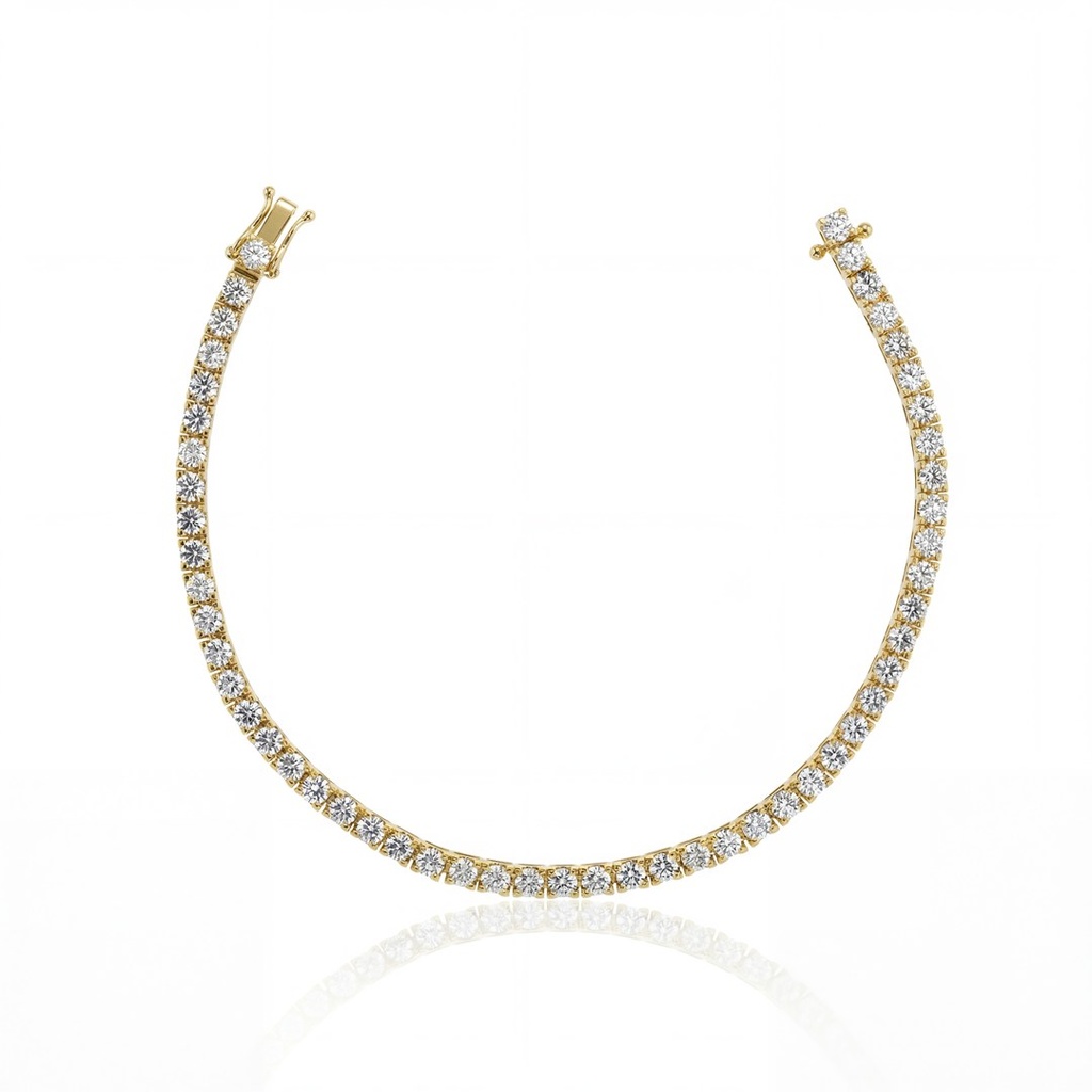 [075321] 8-Pulseira Riviera 52 Brilhantes 4,22ct 17,50cm 9,89gouro Amarelo 18k - Coleção Rivieras
