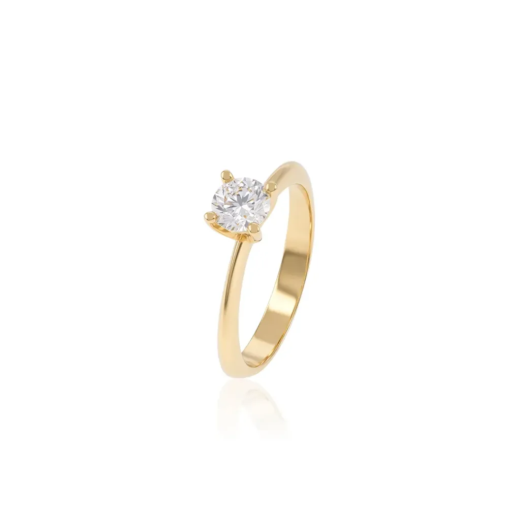 50-ANEL Solitario Brilhante 0,53CT G VS1 3,10G Ouro Amarelo - Coleçao Only You