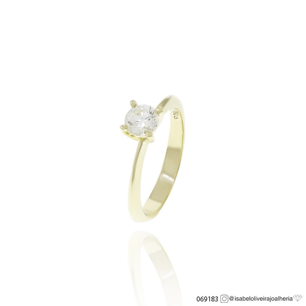 [069183] 50-Anel Solitário Brilhante 0,53ct g VS1 3,10g Ouro Amarelo - Coleção Only You