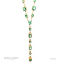 Colar Faca Gravata Tira e Poe Fosco 19 Esmeraldas Colombianas Mix 23,75CT 43CM 50,75G Ouro Amarelo 18K - Coleçao Colombia Emerald