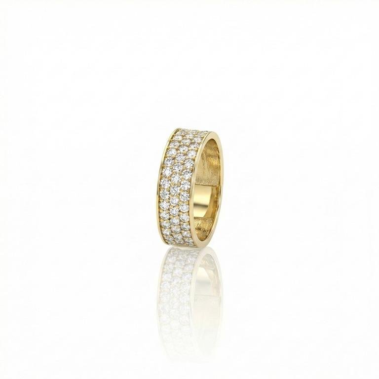 [077512] Anel Reto Dedinho Pavê 46 Brilhantes 0,79ct H VS2 3,67g Ouro Amarelo 18k - Coleção Pavê