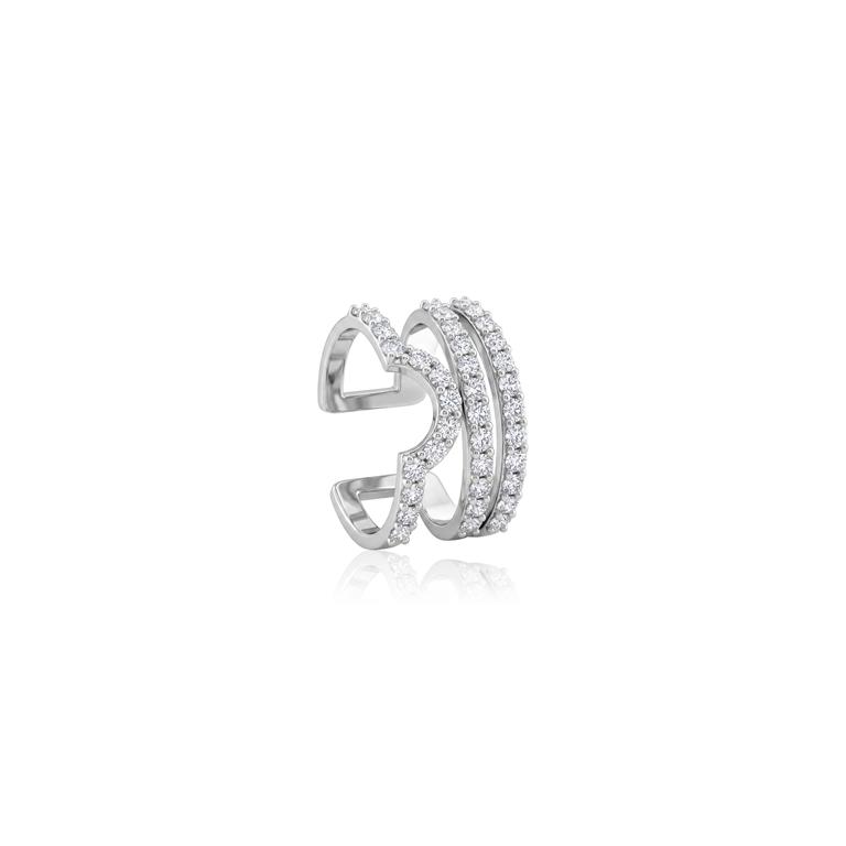 [077515] Anel Finger Tips 37 Brilhantes 0,64ct H VS2 3,25g Ouro Branco 18k - Coleção Laisa