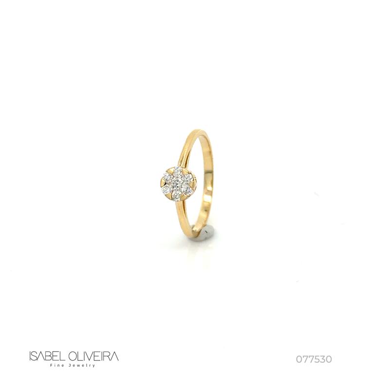 ANBOT6AP-ANEL Botao 6MM 7 Brilhantes 0,23CT H VS2 1,94G Ouro Amarelo 18K - Coleçao Botao