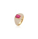 ANEL DEDINHO BOMBE COM RUBELITA OCTOGONAL 1,93CT 178 BRILHANTES 1,53CT H VS2 7,20G OURO AMARELO 18K - COLEÇAO RUBELITA