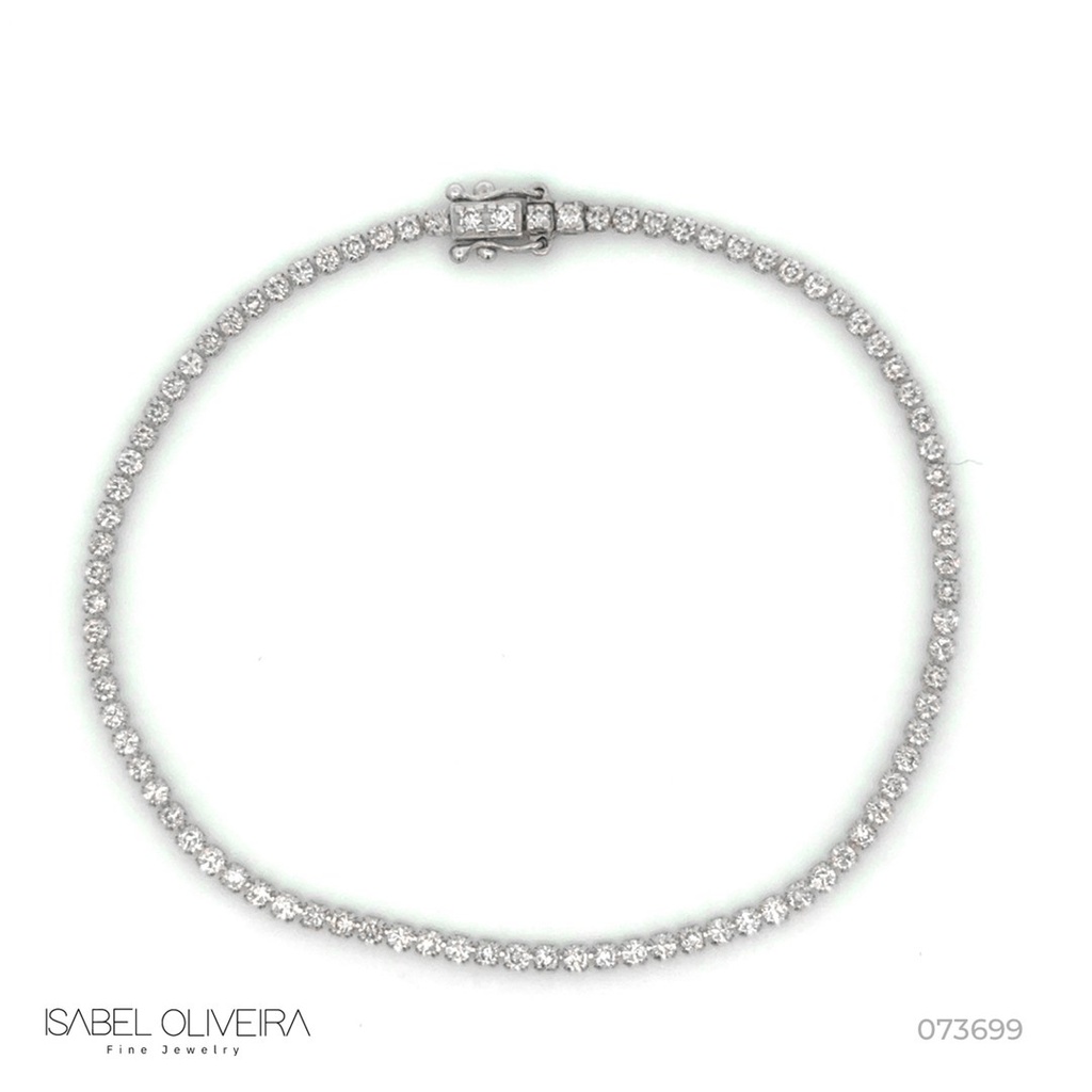 1,7-Pulseira Riviera 88 Brilhantes 1,52ct 2,38g 16,50cm Ouro Branco 18k - Coleção Rivieras