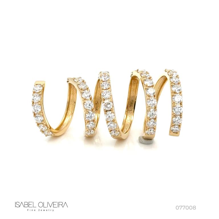 Anel Maleável 5 Aros 37 Brilhantes 4,07ct H VS2 16,75g Ouro Amarelo 18k - Coleção Laisa