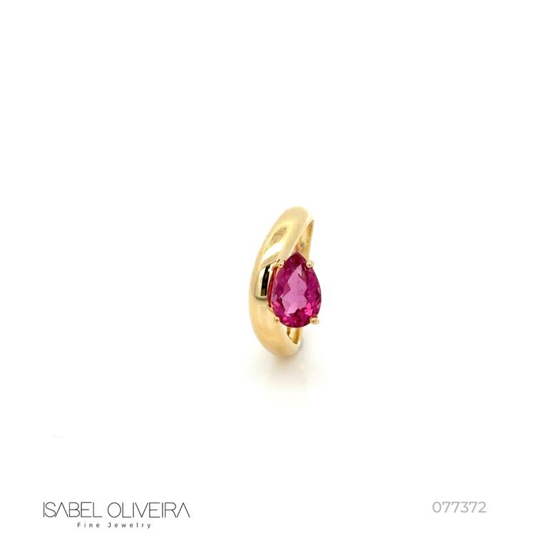 Anel Dedinho Bombe Rubelita Gota 1,44CT 3,21G Ouro Amarelo 18K - Coleçao Rubelita