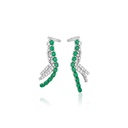 EARCUFF 20 Esmeraldas Brasileiras Ovais 7,19ct com Diamantes em Ouro Branco 18k