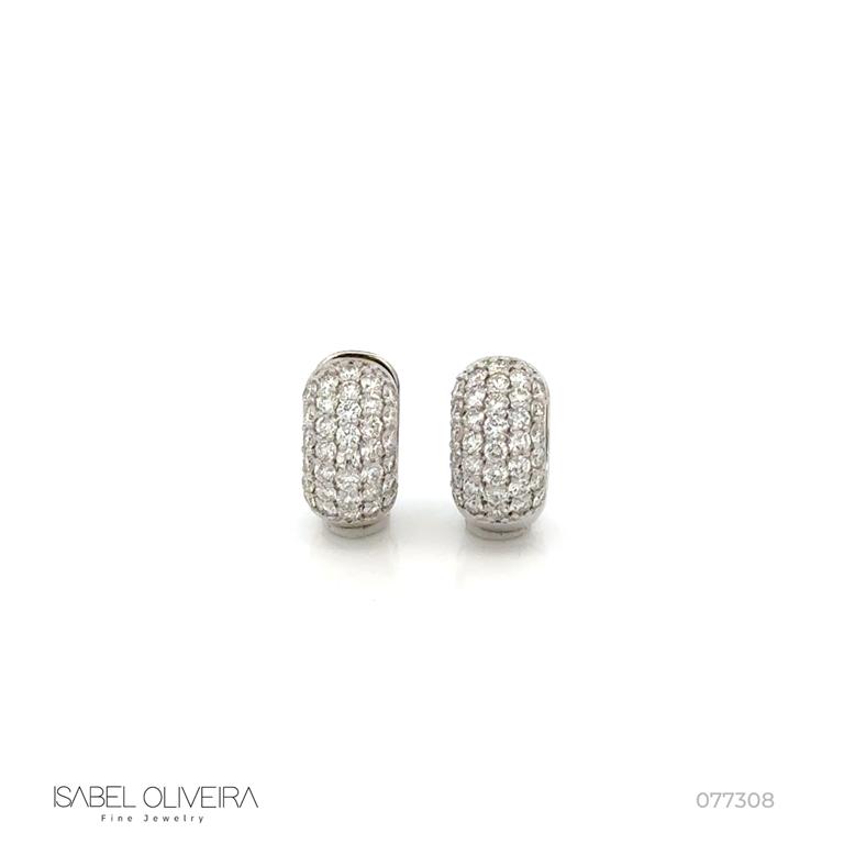 Argola 15mm 5 Fileiras de 68 Diamantes 1,70ct Ouro Branco 18K