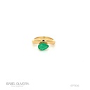 Anel Dedinho Esmeralda Colombiana Gota 0,71ct em Ouro Amarelo 18k