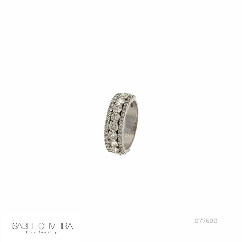 Anel Aparador 49 Brilhantes 2,54CT H VS2 6,54G Ouro Branco 18K - Coleçao Laisa